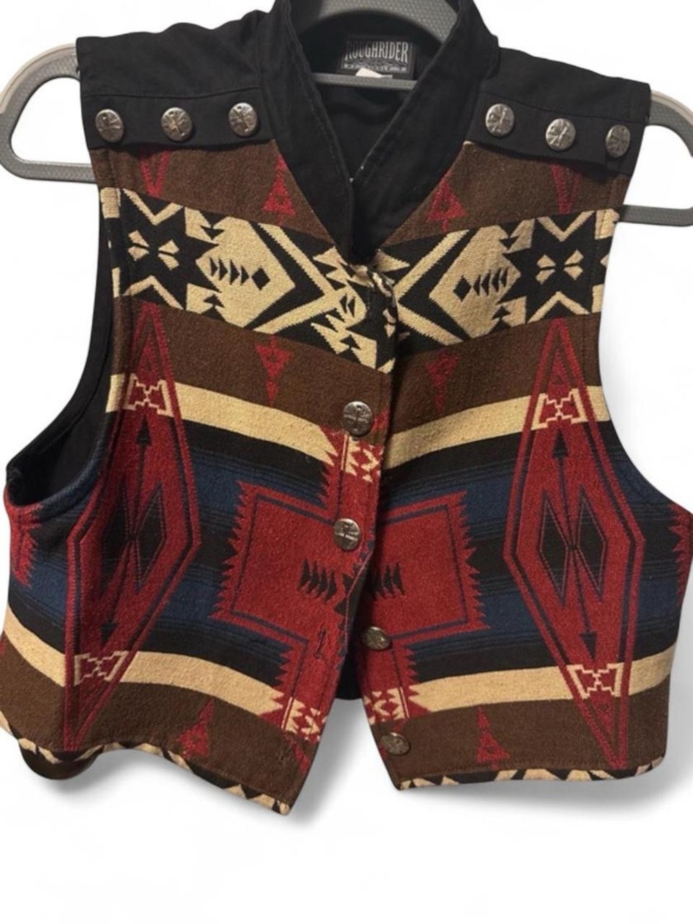 Vintage Rough Rider Circle T Western Southwestern Vest L Rodeo Western Cowgirl